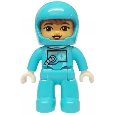 duplo figure lego ville astronaut female medium azure spacesuit and helmet