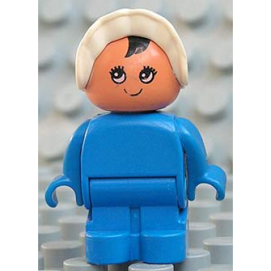 duplo figure child type 1 baby blue legs blue body white bonnet