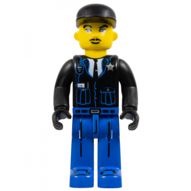 police - blue legs black jacket black cap