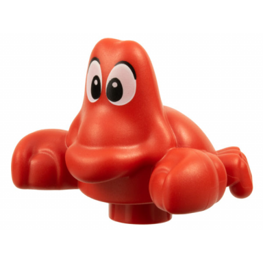 duplo crab with white eyes black pupils and eyelids pattern sebastian
