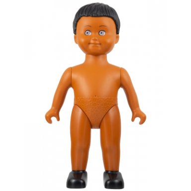 duplo figure doll large without clothes black male hair dark orange body