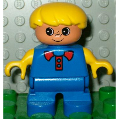 duplo figure child type 2 boy blue legs blue top yellow arms yellow hair