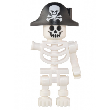 skeleton - pirate bicorne with large skull one bent arm