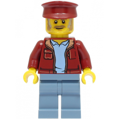 fishing boat captain - dark red jacket and hat