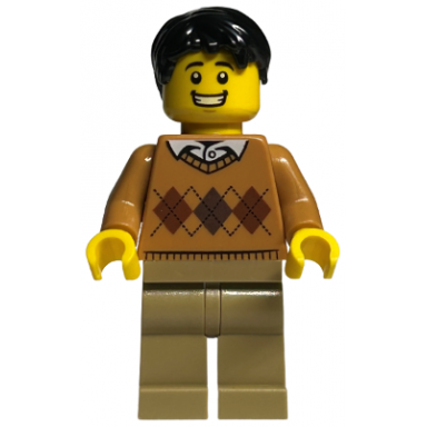 father medium nougat argyle sweater dark tan legs