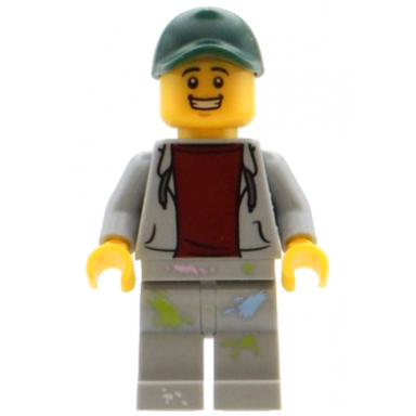 mechanic - male light bluish gray hoodie light bluish gray legs with paint splotches dark green cap