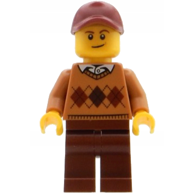 visitor - male medium nougat argyle sweater reddish brown legs