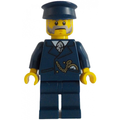 train conductor - male dark blue suit and hat dark bluish gray and light bluish gray beard