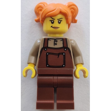 train engineer - female reddish brown overalls orange hair with pigtails