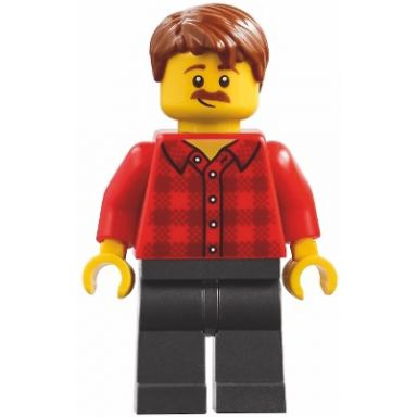 harbormasters office fisherman - red plaid flannel shirt pearl dark gray legs reddish brown hair
