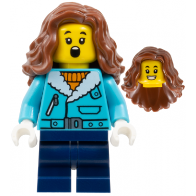 the art of chocolate customer - girl medium azure jacket dark blue medium legs reddish brown wavy hair