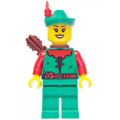 forest stronghold forestwoman - red green hat red feather quiver open mouth smile