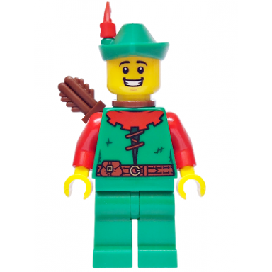 forest stronghold forestman - red green hat red feather quiver open mouth smile