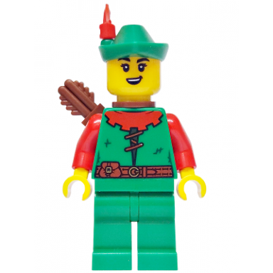 forest stronghold forestwoman - red green hat red feather quiver open mouth smile