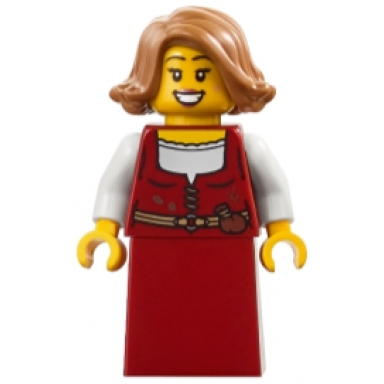 medieval seaside market baker - female dark red dress medium nougat hair