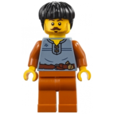 medieval seaside market wine seller - male sand blue vest dark orange legs black hair