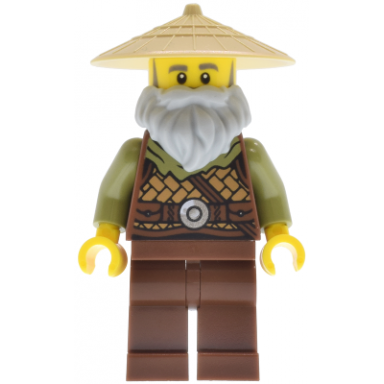 riverside scholars - male leather armor reddish brown legs tan conical hat light bluish gray beard