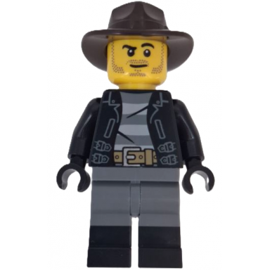 wild west train cowboy - male black jacket dark bluish gray legs with black boots dark brown fedora