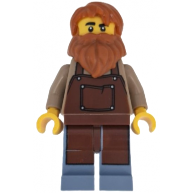 wild west train boiler stoker - reddish brown apron dark orange beard