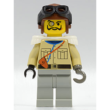 lord sam sinister baron von barron - tan shirt light gray legs brown aviator cap black goggles white epaulettes