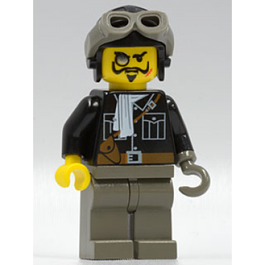 lord sam sinister baron von barron - black shirt dark gray legs black aviator cap dark gray goggles