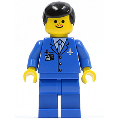 airport - blue 3 button jacket tie black male hair freckles