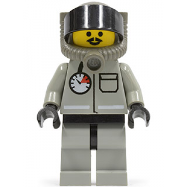 fire - air gauge and pocket light gray legs and black hips underwater helmet with hose