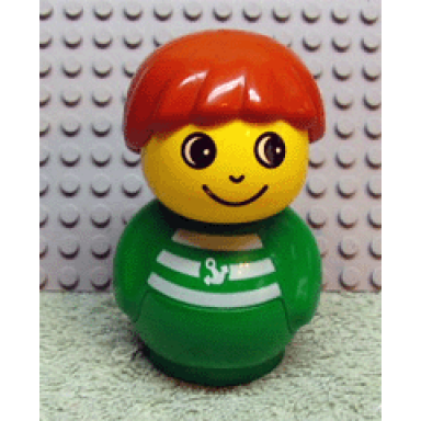 primo figure boy with green base green top with white stripes and anchor pattern dark orange hair