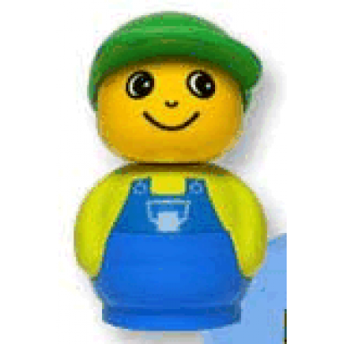 primo figure boy with blue base lime top with blue overalls green hat