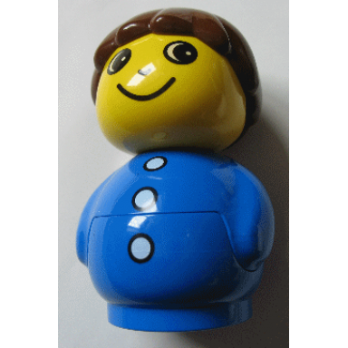 primo figure boy with blue base blue top with three buttons brown hair