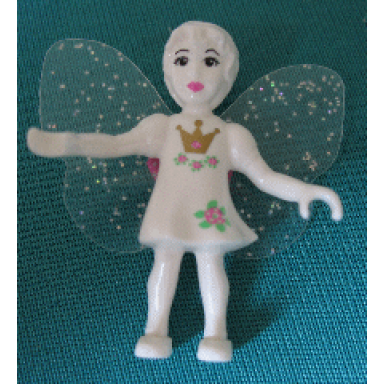 belville fairy thumbelina - white with flowers and crown pattern wings bow