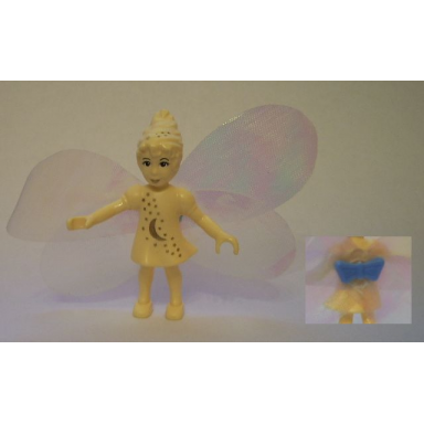 belville fairy millimy - light yellow with moon pattern wings bow