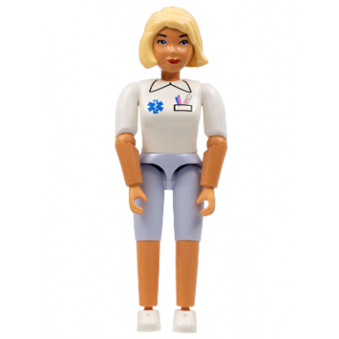 belville female - medic light blue shorts white shirt with emt star of life pattern light yellow hair