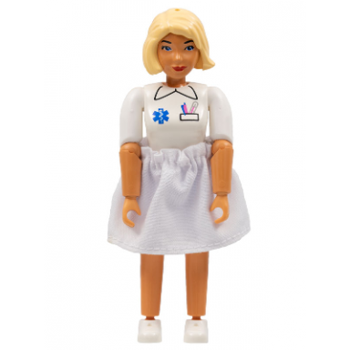 belville female - medic light blue shorts white shirt with emt star of life pattern light yellow hair skirt