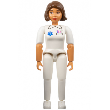 belville female - medic white pants white shirt with emt star of life pattern brown hair