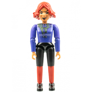 belville female adult woman witch - black shorts violet top with bones and neckerchief pattern red hair black shoes