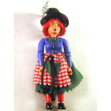 belville female adult woman witch - black shorts violet top with bones and neckerchief pattern red hair black shoes skirt hat with spider