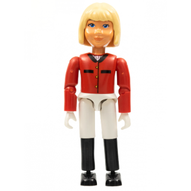 belville female - horse rider white shorts red shirt light yellow hair
