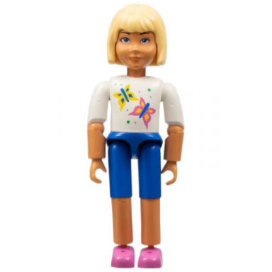 belville female - blue shorts white shirt with butterflies pattern light yellow hair