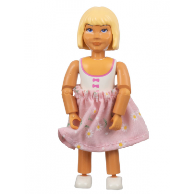 belville female - white swimsuit with dark pink bows pattern light yellow hair pink skirt with flowers