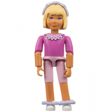 belville female child girl - pink shorts dark pink top with lace collar pattern very light orange hair white shoes hairband bows