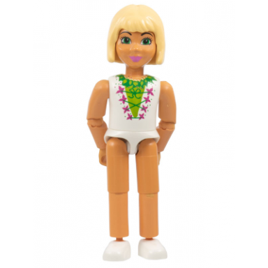 belville female child girl josephine - white top with flowers and leaves pattern very light orange hair white shoes