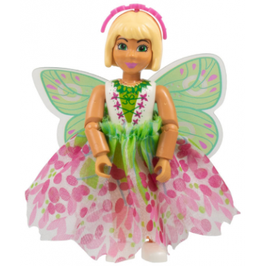 belville female child girl josephine - white top with flowers and leaves pattern very light orange hair white shoes skirt with wings hairband