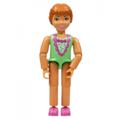 belville female child girl princess flora - medium green top with flowers pattern dark orange hair dark pink shoes