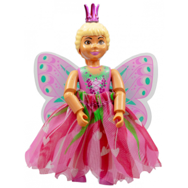 belville female child girl princess vanilla - dark pink top with flowers pattern very light orange hair dark pink shoes skirt with wings crown