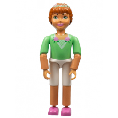 belville female child girl princess flora - white shorts medium green top with flowers and lace pattern dark orange hair dark pink shoes
