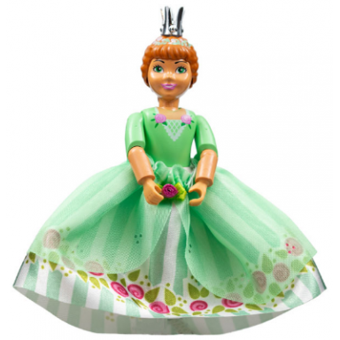 belville female child girl princess flora - white shorts medium green top with flowers and lace pattern dark orange hair dark pink shoes skirt crown