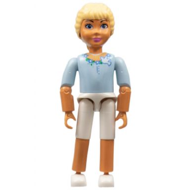 belville female child girl princess elena - white shorts light blue top with flowers and bird pattern very light orange hair white shoes