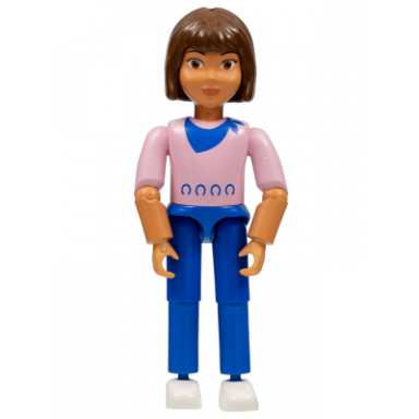 belville female child girl jennifer - blue pants pink top with scarf pattern brown hair white shoes