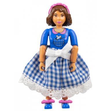 belville female adult woman iris victoria - white shorts blue top with mouse in pocket pattern brown hair blue shoes skirt hairband bows
